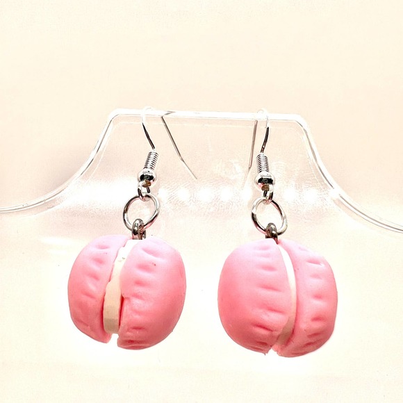 Macaron Cookie Earrings - Snack Earrings - Novelty Earrings- Food Earrings - Picture 2 of 11